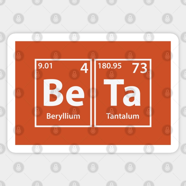 Beta (Be-Ta) Periodic Elements Spelling Sticker by cerebrands